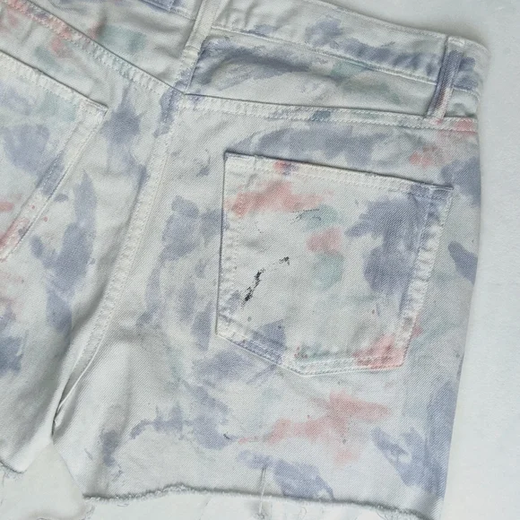John Elliott Denim Shorts Tie Dye 5-Pocket Fray Hem White Purple Push Pop 29 NWT - Picture 9 of 14